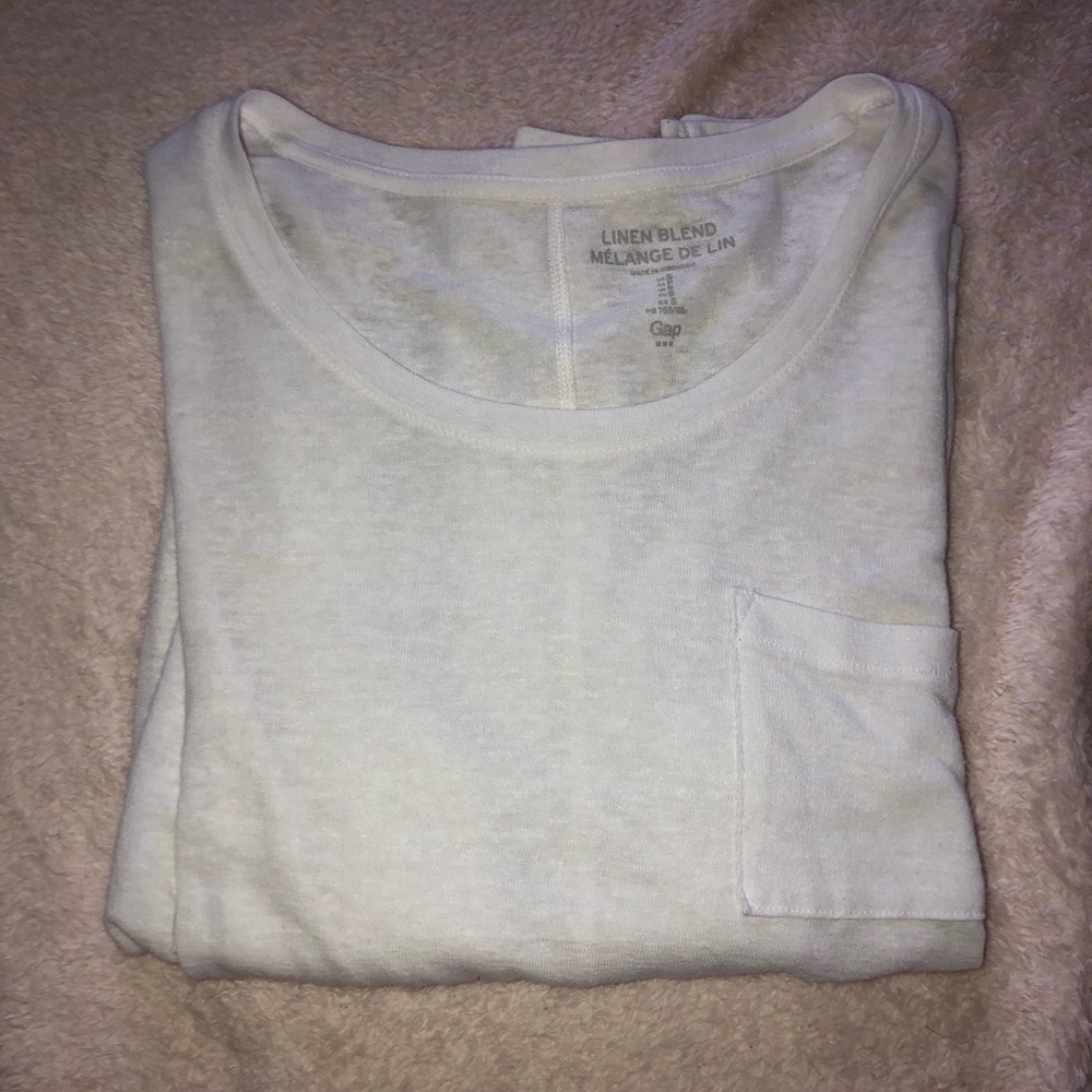 Gap Factory | White Long Sleeve Linen Blend Shirt